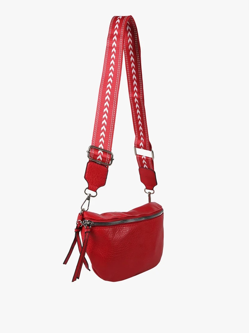 Marsupio donna in similpelle con tracolla stampata - rosso