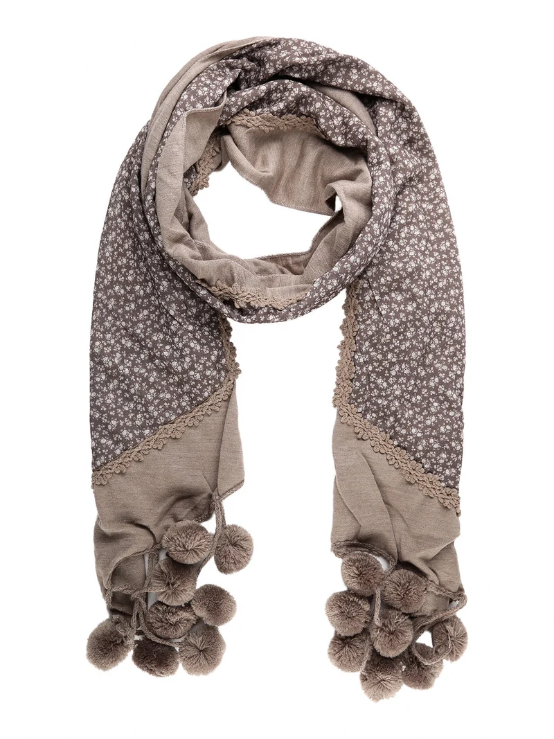 Sciarpa donna con pom pon - marrone