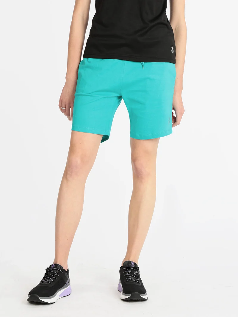 Shorts sportivi donna con coulisse - turchese