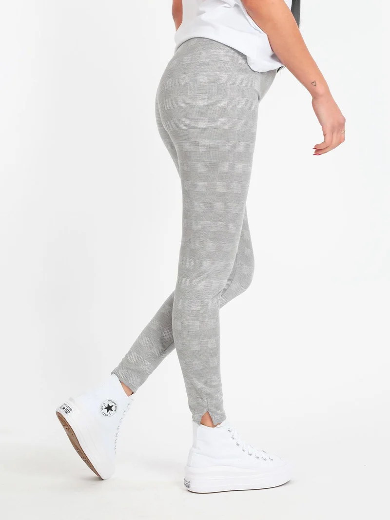 Leggings a quadri - grigio