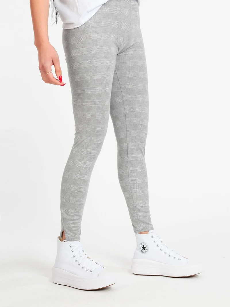 Leggings a quadri - grigio