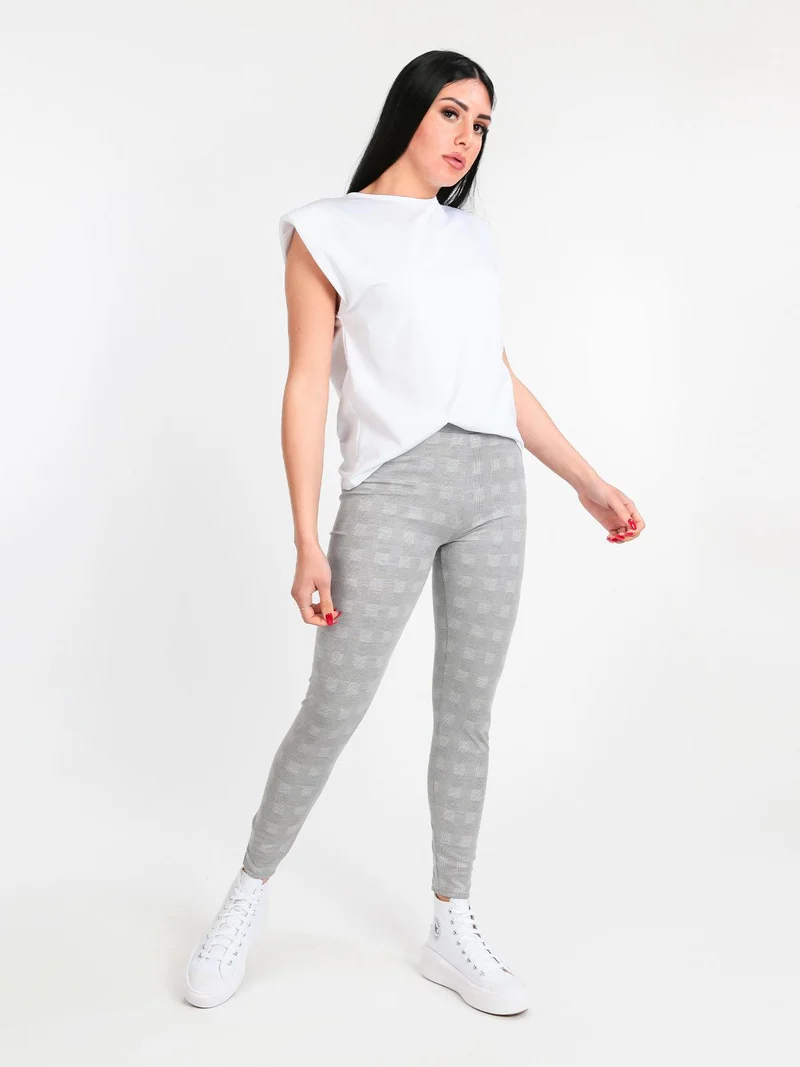 Leggings a quadri - grigio