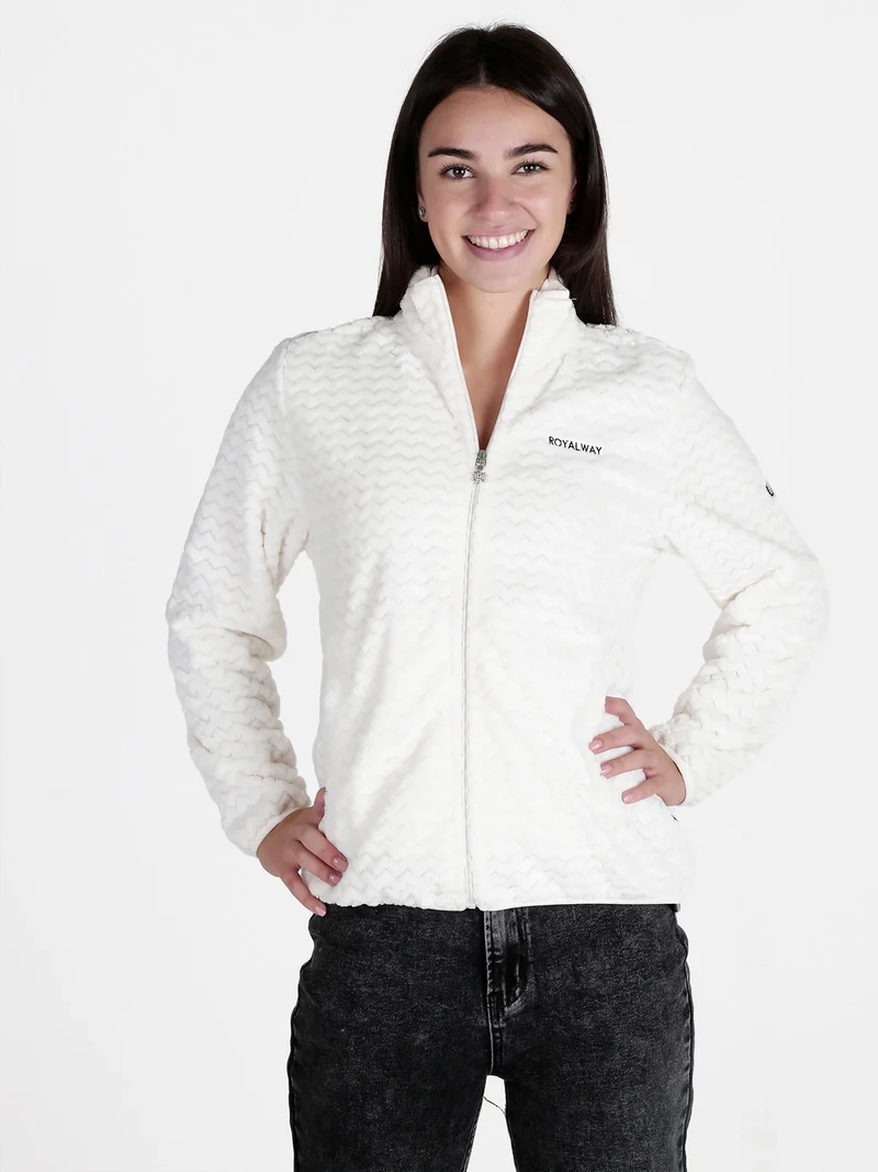 Felpa donna con zip in ecopelliccia - bianco