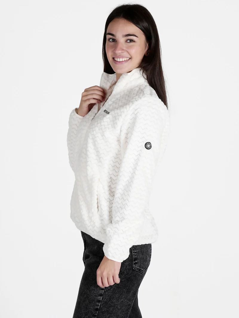 Felpa donna con zip in ecopelliccia - bianco