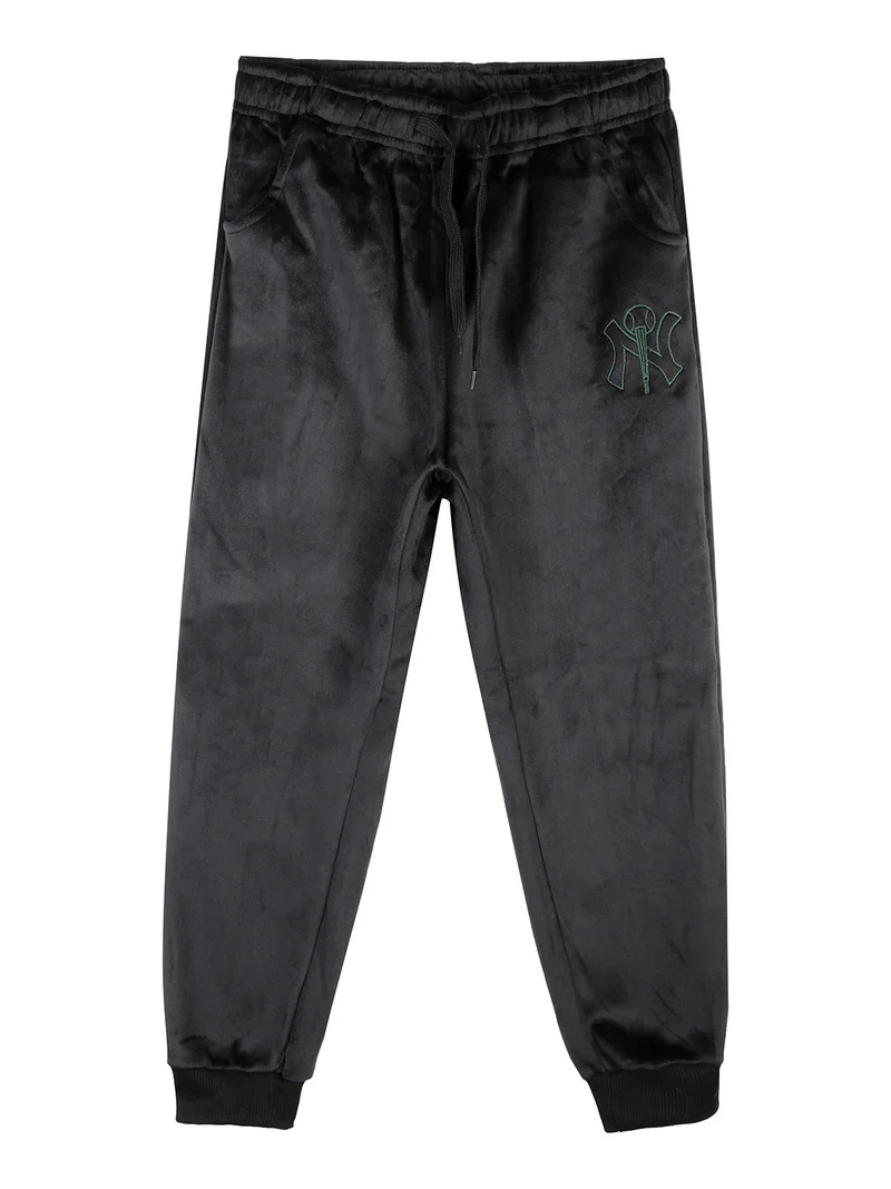 Completo 2 pezzi da bambino in ciniglia con cappuccio e zip - verde
