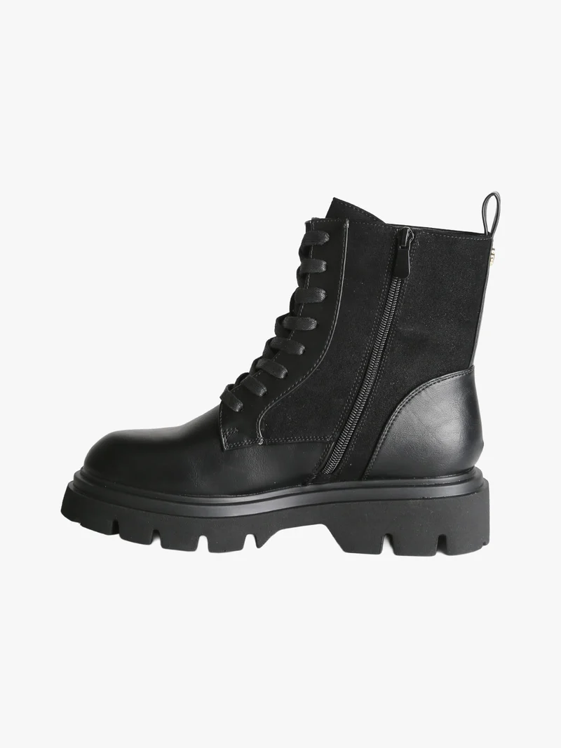Anfibi donna chunky in ecopelle e velluto - nero