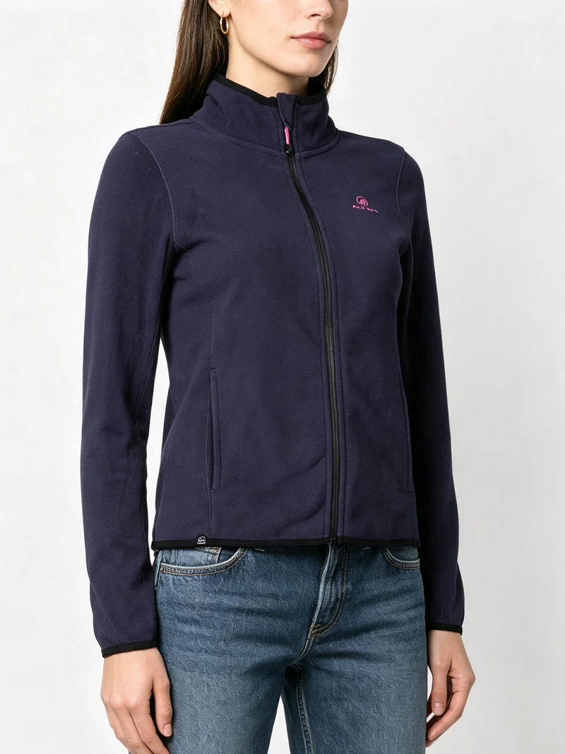Felpa donna in pile full zip - blu scuro