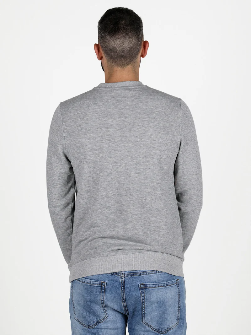 Felpa girocollo da uomo leggera - grigio