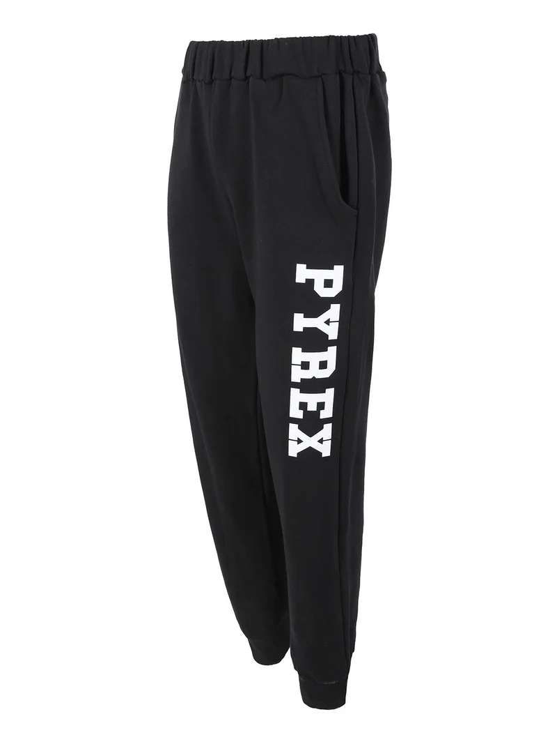 Pantaloni tuta da uomo felpati con polsini - nero
