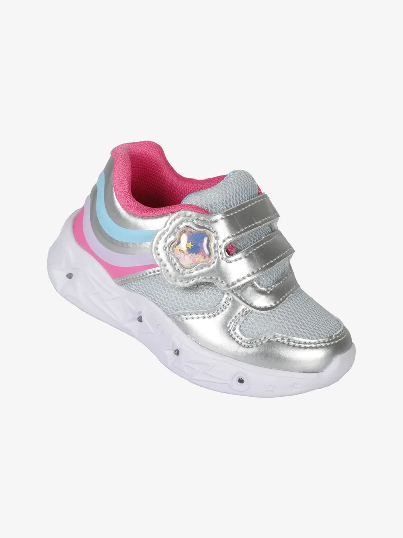 Sneakers da bambina con luci e strappo - argento