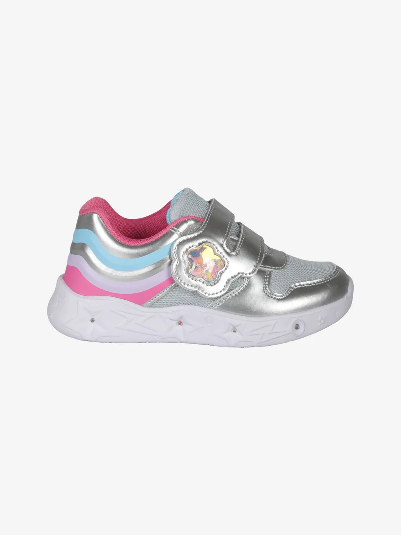 Sneakers da bambina con luci e strappo - argento