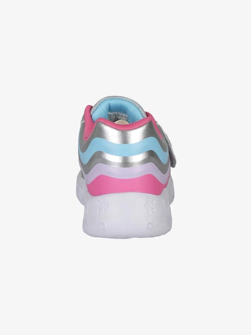Sneakers da bambina con luci e strappo - argento