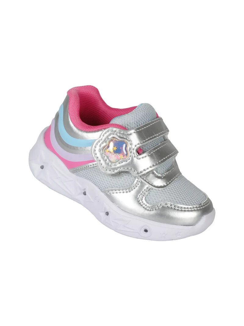 Sneakers da bambina con luci e strappo - argento