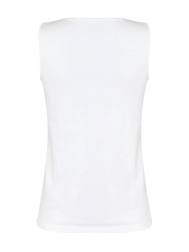 Canotta intima donna in lana cotone - bianco