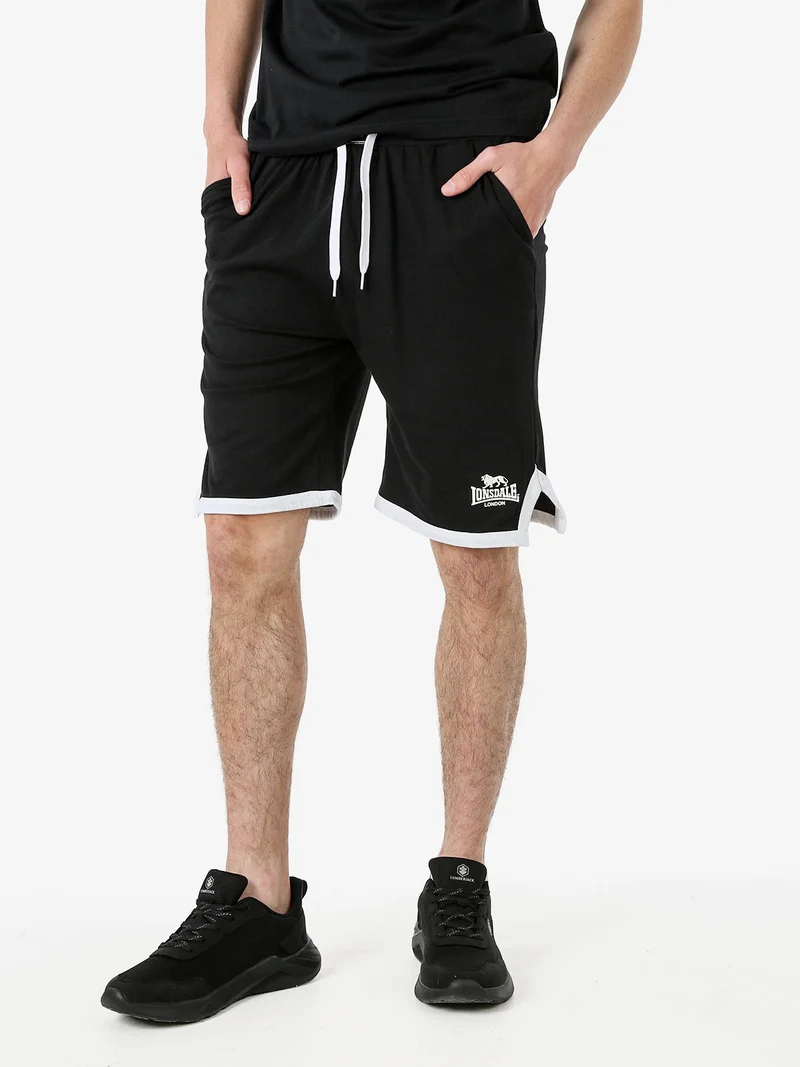 Bermuda sportivi da uomo in cotone con logo - nero