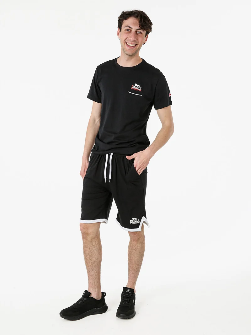 Bermuda sportivi da uomo in cotone con logo - nero