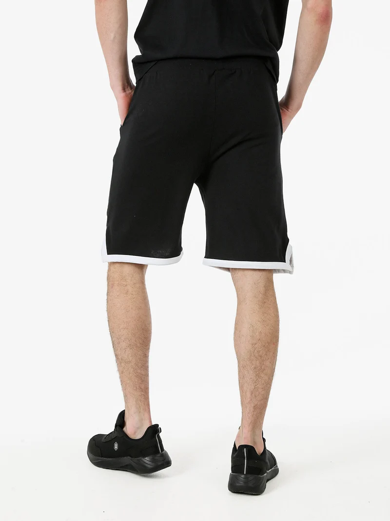 Bermuda sportivi da uomo in cotone con logo - nero