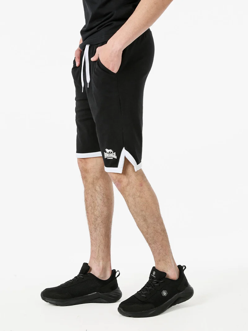 Bermuda sportivi da uomo in cotone con logo - nero