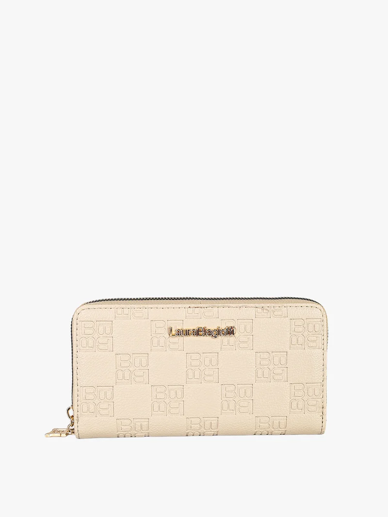 Portafoglio donna in ecopelle con logo - naturale