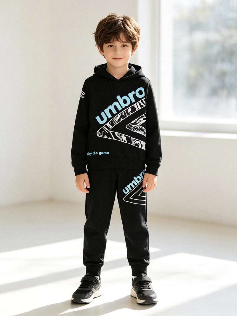 Completo tuta 2 pezzi da ragazzo in cotone con cappuccio - nero