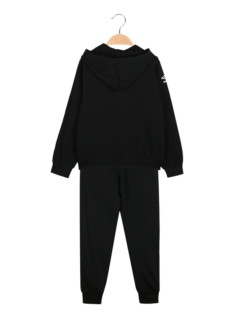 Completo tuta 2 pezzi da ragazzo in cotone con cappuccio - nero