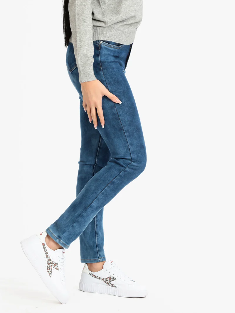 Jeans elasticizzato da donna effetto slavato - jeans
