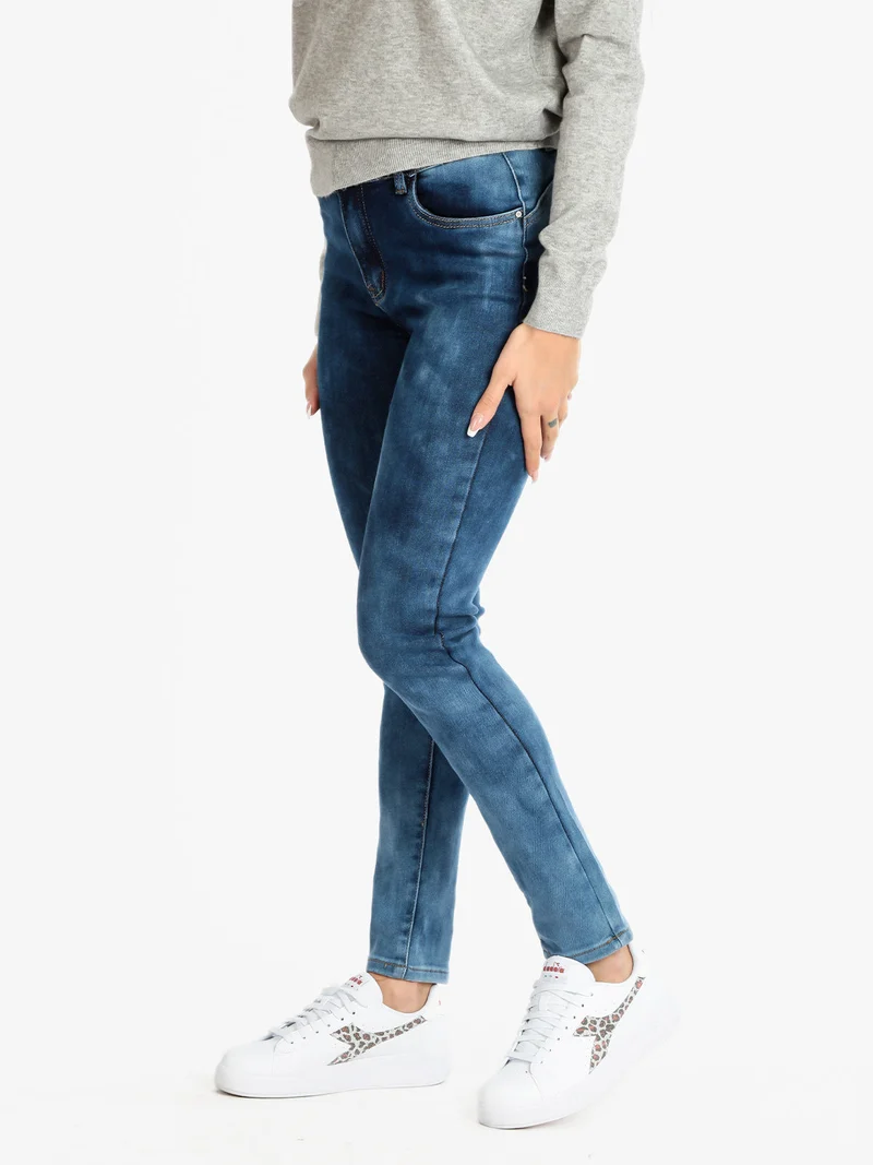 Jeans elasticizzato da donna effetto slavato - jeans
