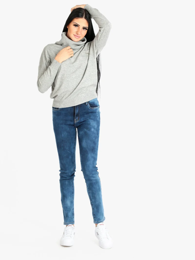 Jeans elasticizzato da donna effetto slavato - jeans