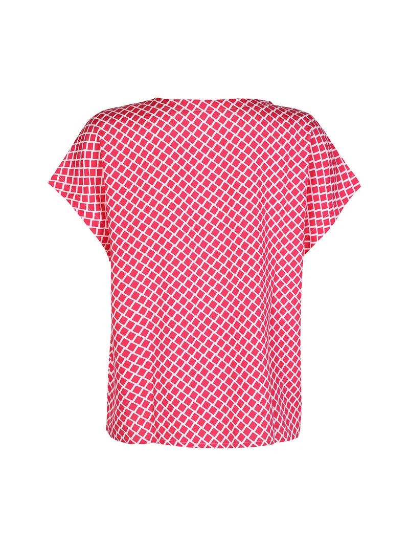 Blusa donna con stampa geometrica - fucsia