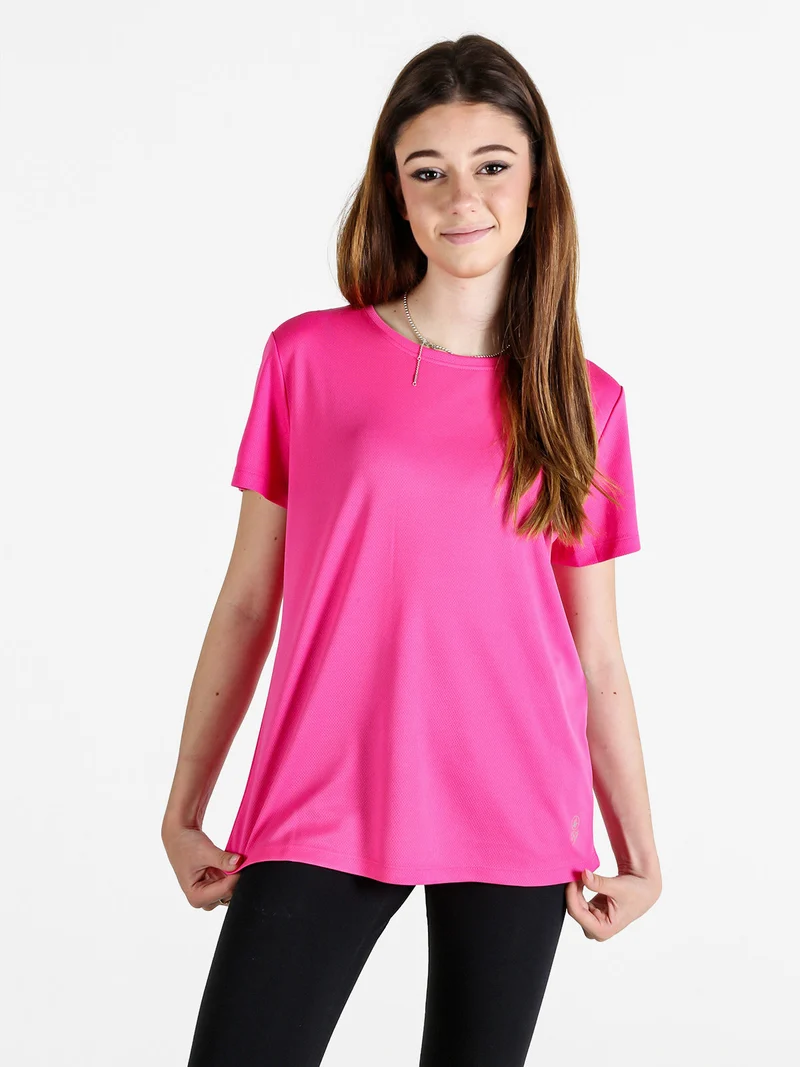 T-shirt donna sportiva in tessuto traspirante - fucsia