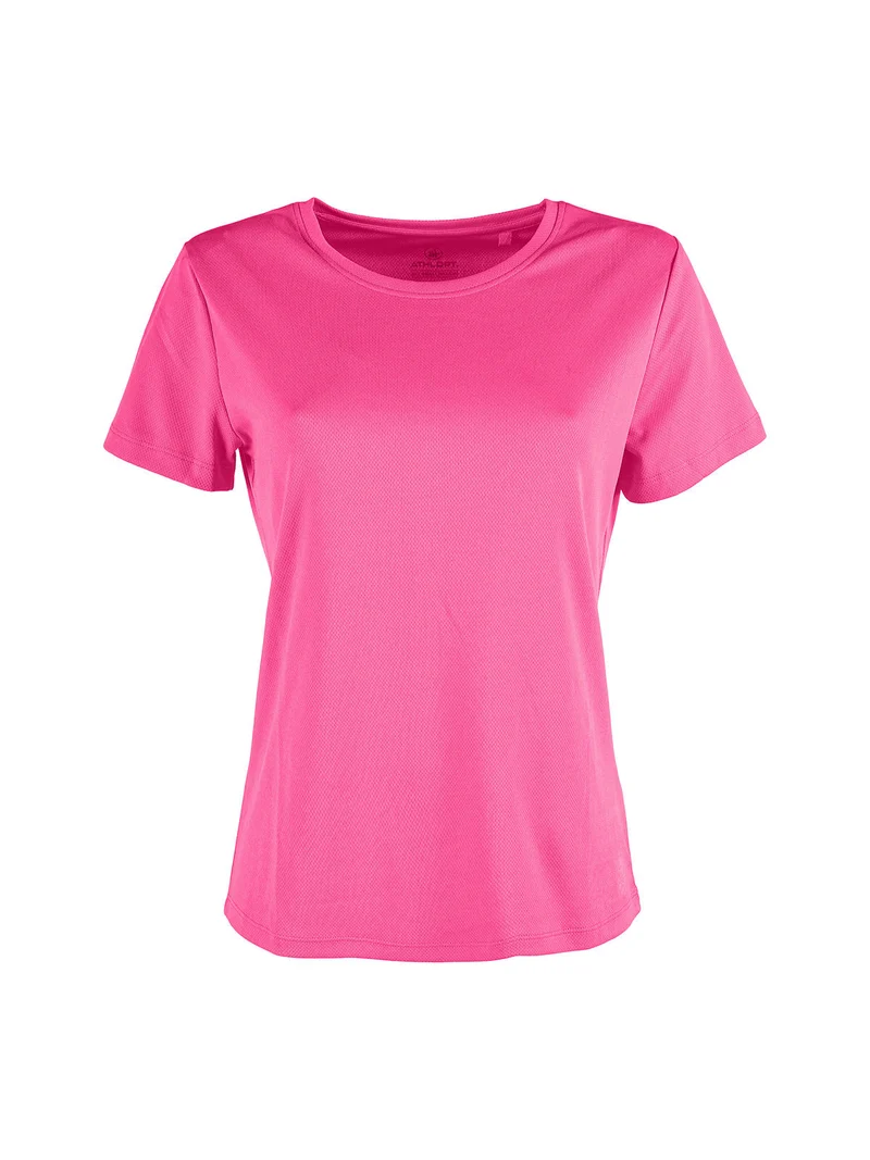 T-shirt donna sportiva in tessuto traspirante - fucsia