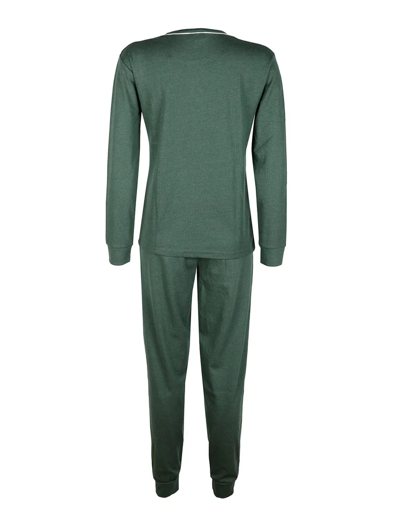 Pigiama lungo da donna con pizzo - verde