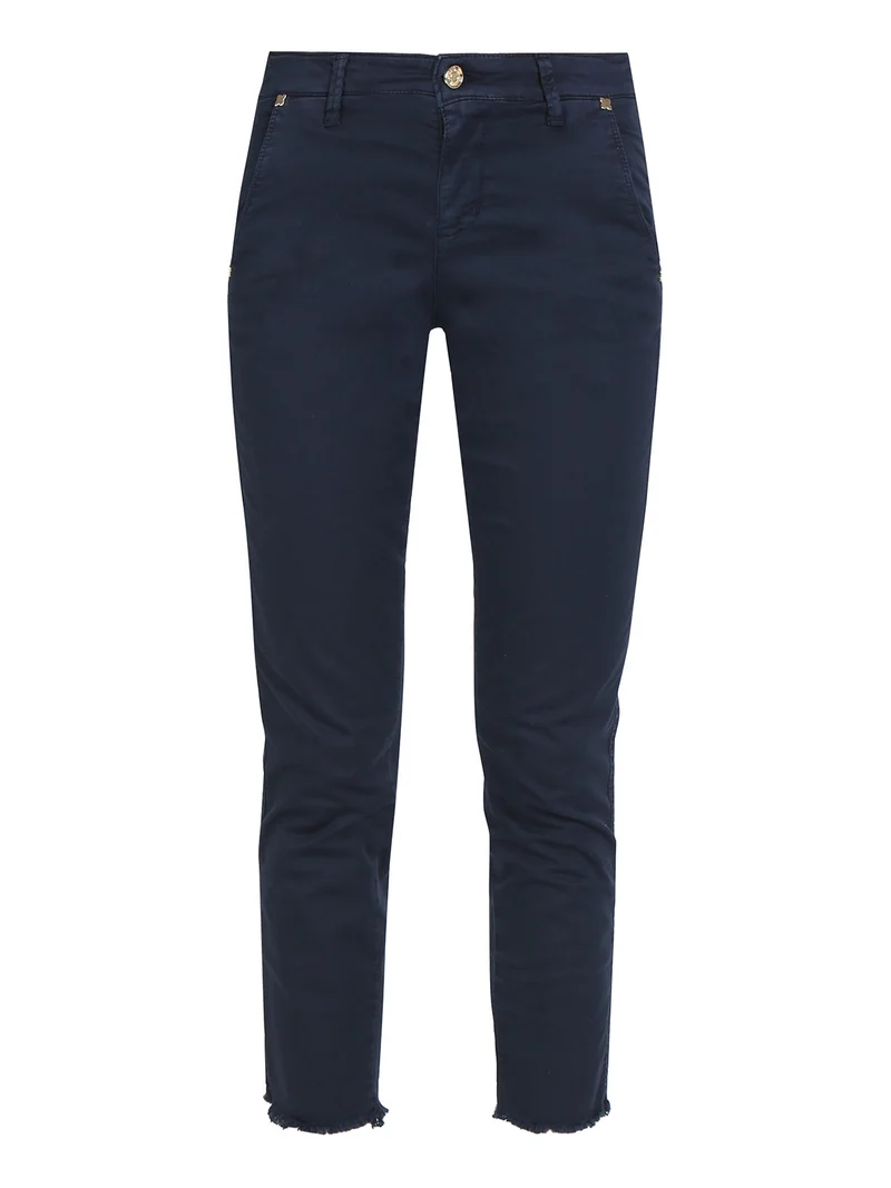 Pantaloni da donna chino con finale sfrangiato - blu scuro