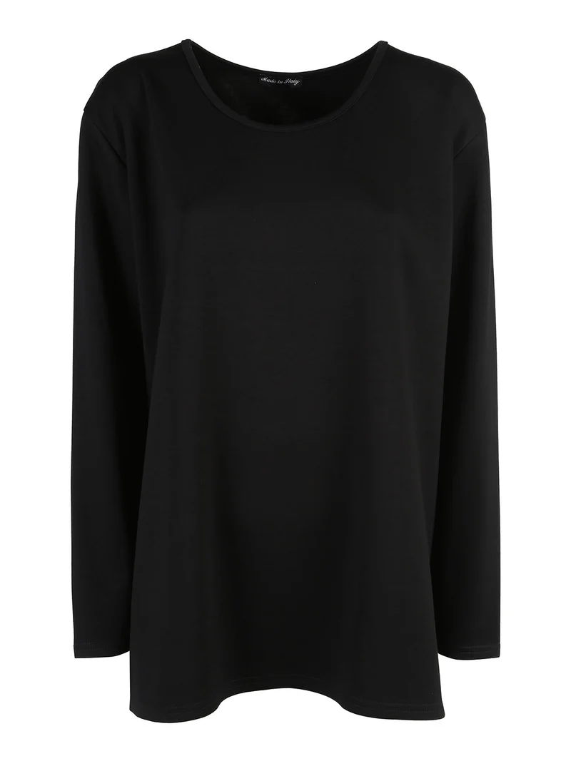 Maglia donna con spalline imbottite linea curvy - nero