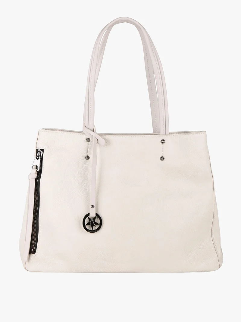 Borsa donna in ecopelle con doppi manici - beige