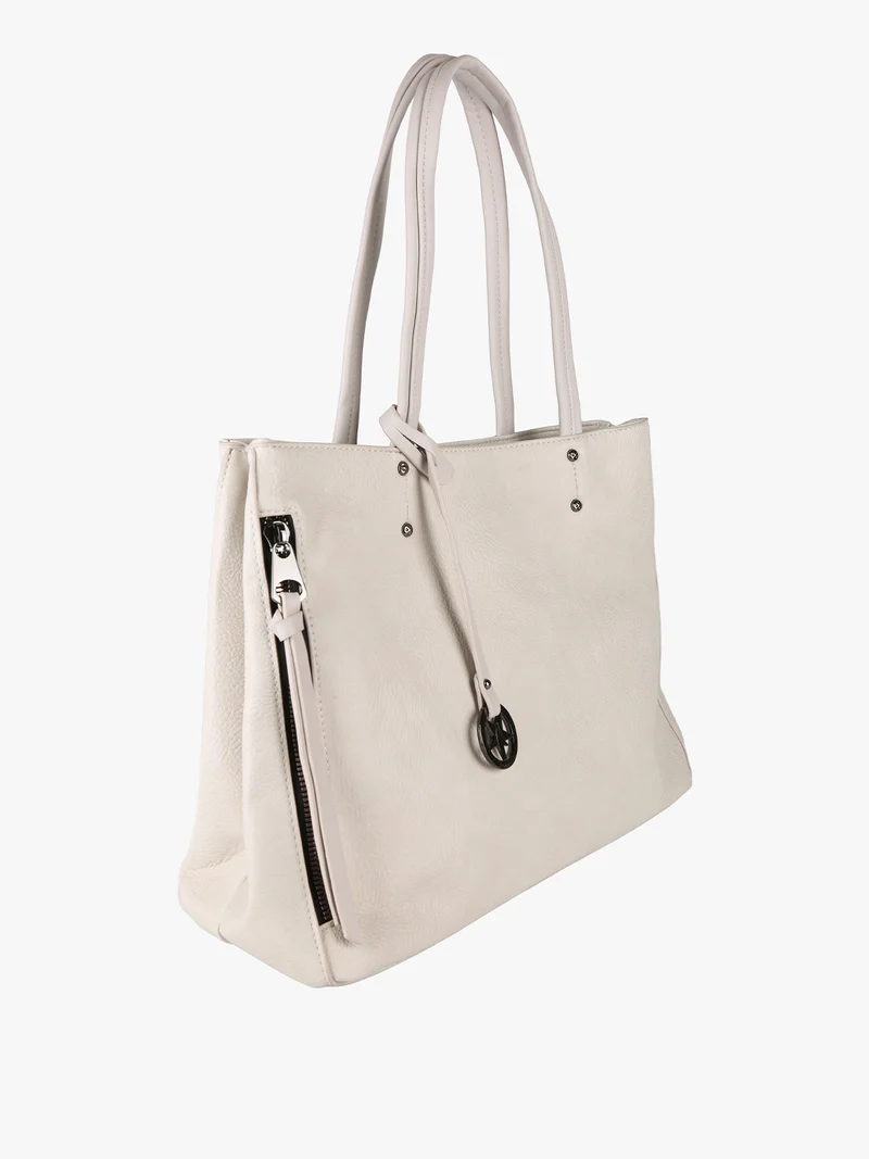 Borsa donna in ecopelle con doppi manici - beige