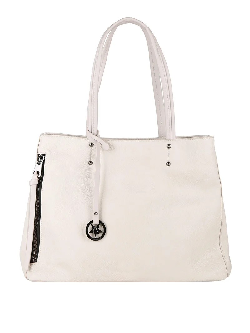 Borsa donna in ecopelle con doppi manici - beige