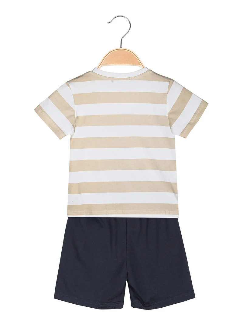 Completo da neonato 2 pezzi con t-shirt e bermuda - beige