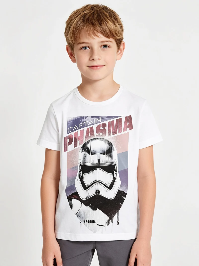 T-shirt da bambino in cotone con stampa - bianco