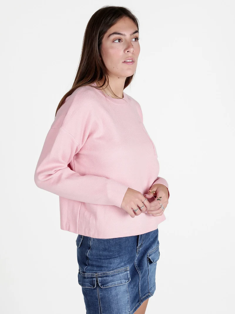 Maglia donna oversize con taschino - rosa
