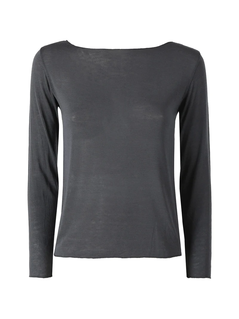 Maglia donna in misto cashmere a maniche lunghe - grigio