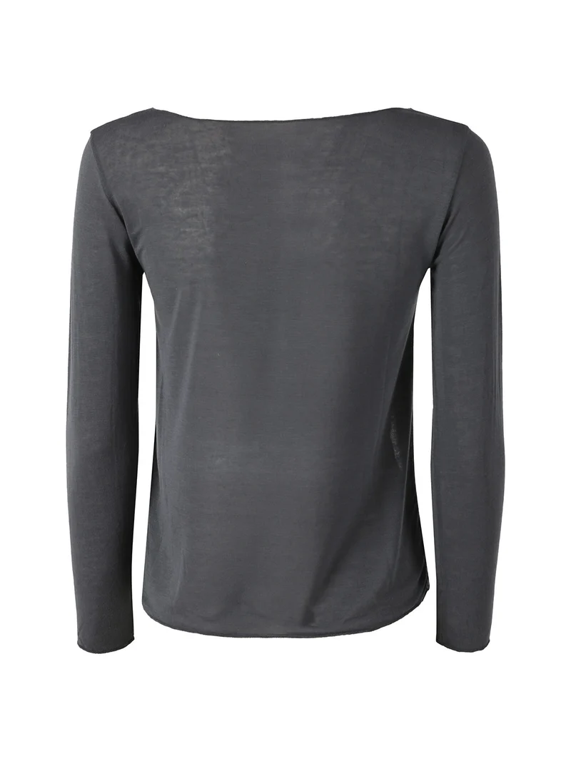 Maglia donna in misto cashmere a maniche lunghe - grigio
