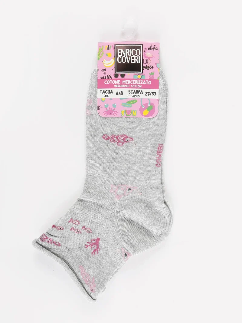 Calze corte bambina con stampe - grigio