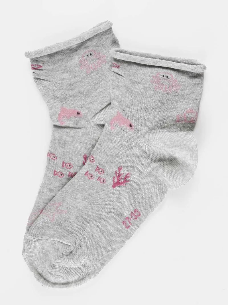 Calze corte bambina con stampe - grigio