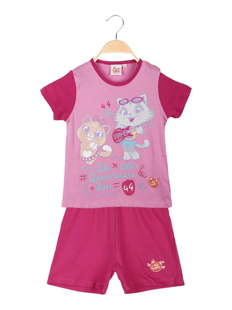 Pigiama corto da neonata con stampa - fucsia