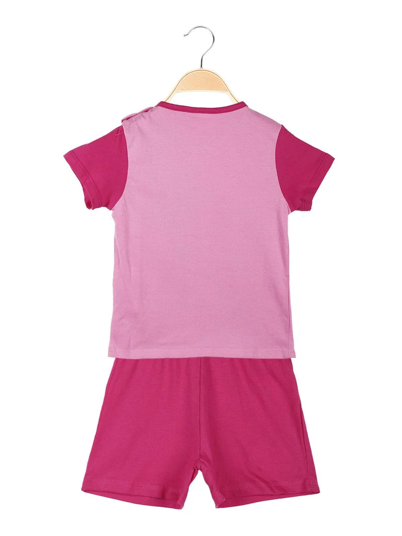 Pigiama corto da neonata con stampa - fucsia