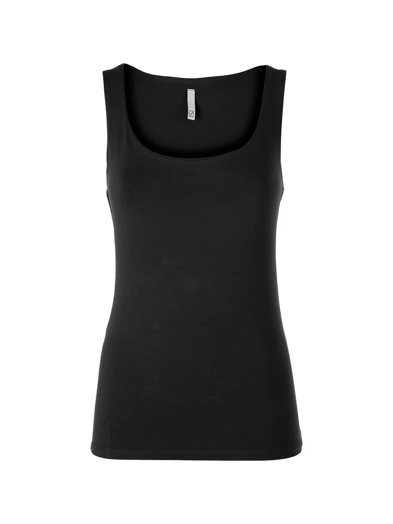 Top girocollo da donna in viscosa tinta unita - nero
