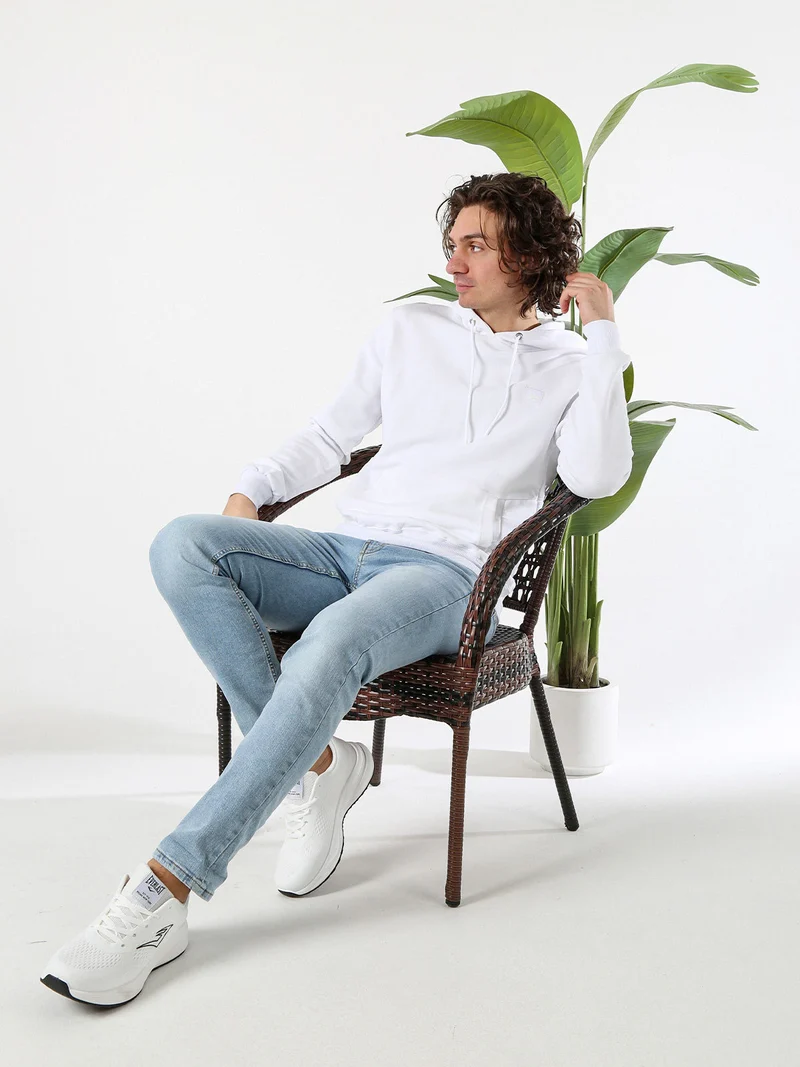 Felpa da uomo in cotone con cappuccio - bianco