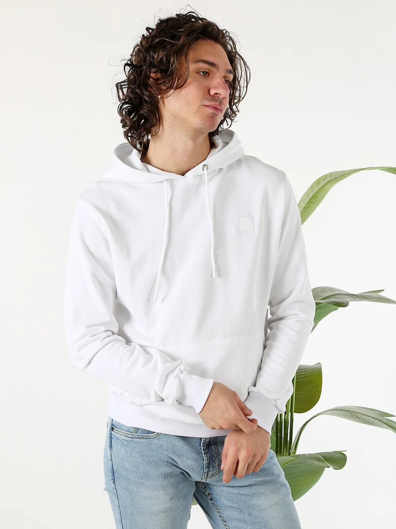 Felpa da uomo in cotone con cappuccio - bianco
