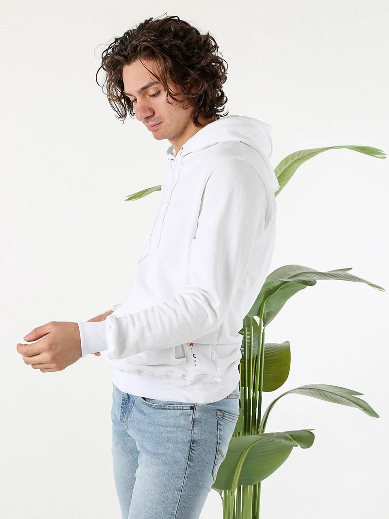 Felpa da uomo in cotone con cappuccio - bianco